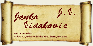 Janko Vidaković vizit kartica